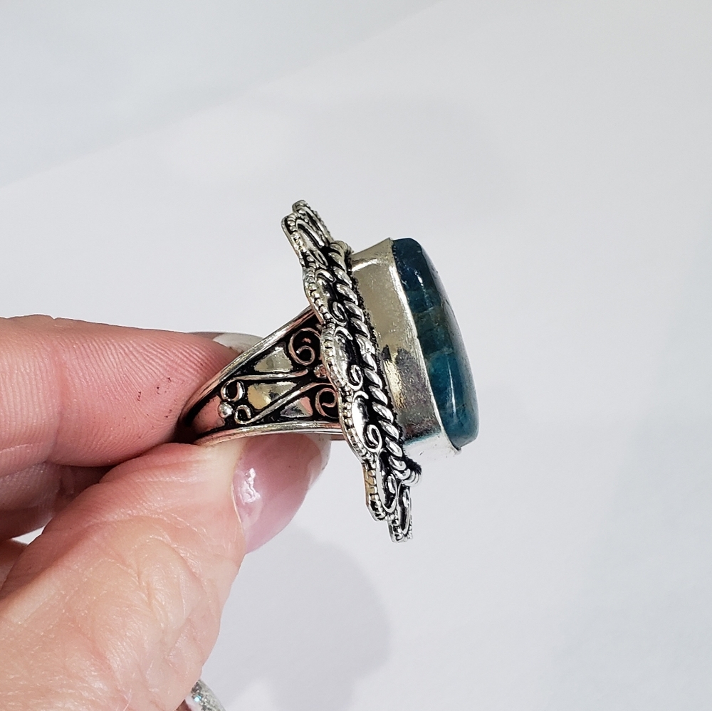Apatite Gemstone, 925 Silver Ring - image 5